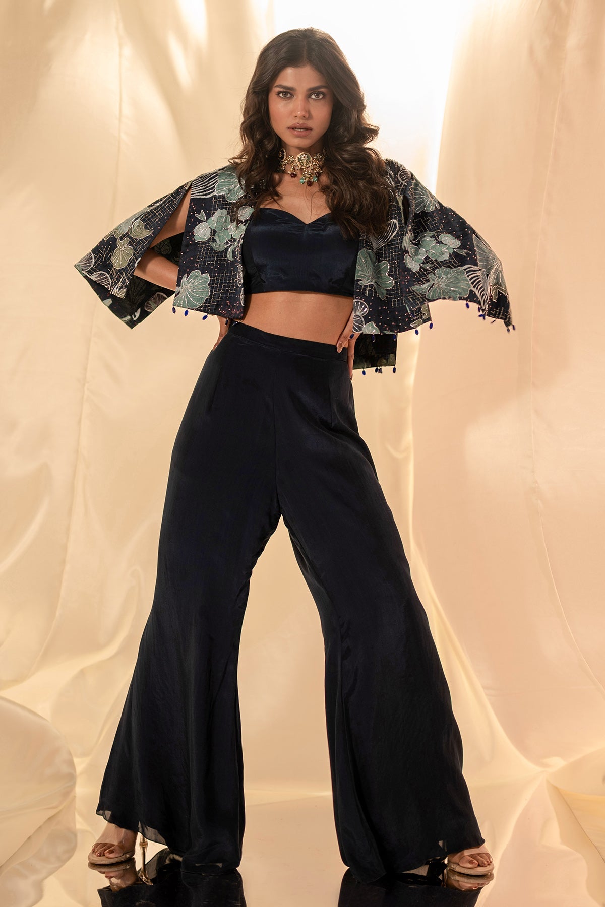 Buy Embellished Blue Co-ord Set by Shristi Chetani for women online at ScrollnShops